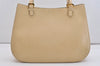 Authentic CELINE Vintage Shoulder Tote Bag Leather Beige 4620J