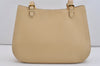 Authentic CELINE Vintage Shoulder Tote Bag Leather Beige 4620J