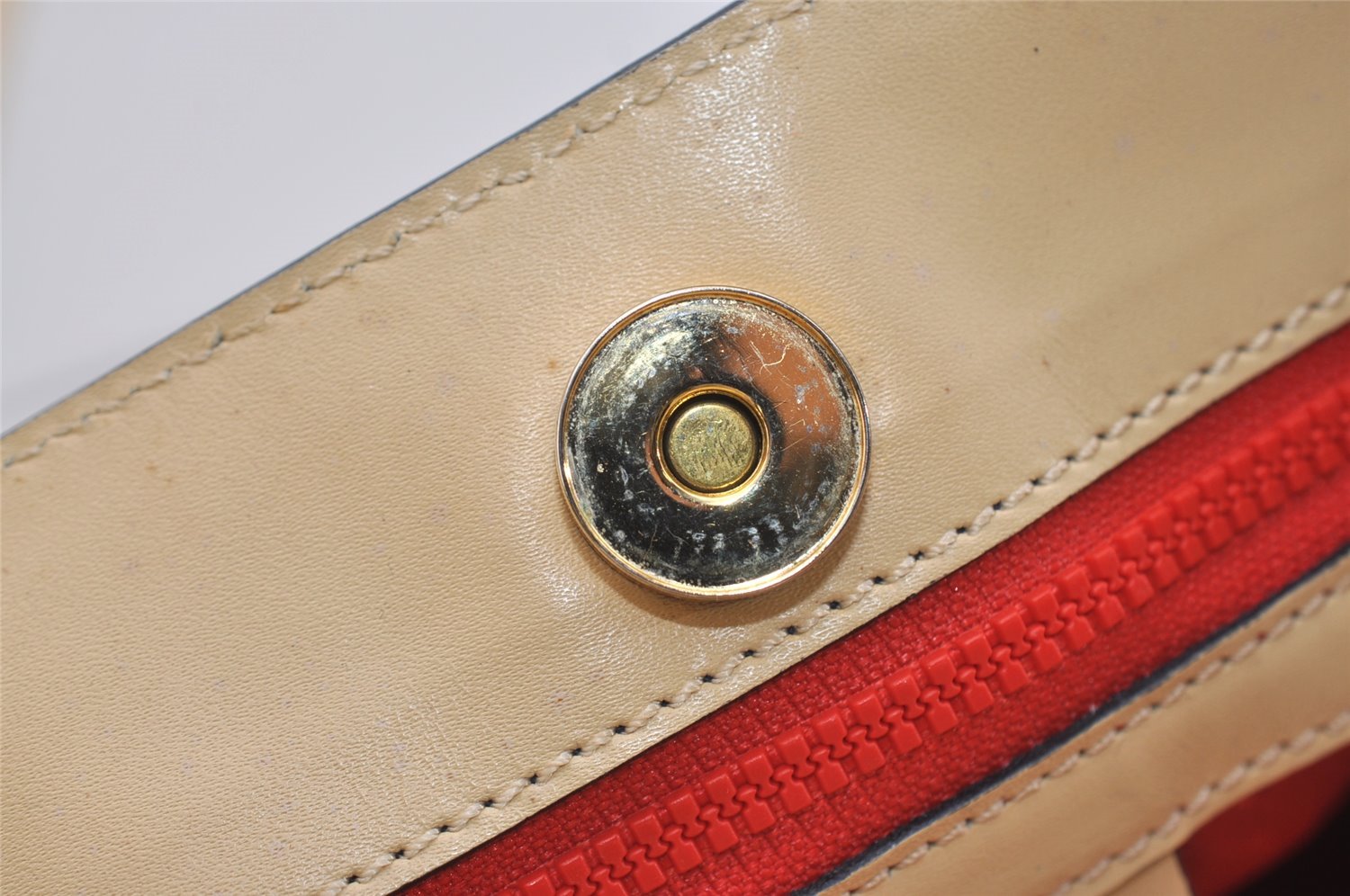 Authentic CELINE Vintage Shoulder Tote Bag Leather Beige 4620J