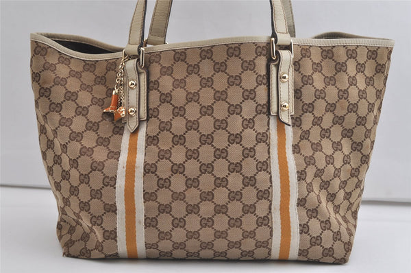 Authentic GUCCI Sherry Line Tote Bag GG Canvas Leather 139260 Brown 4620K