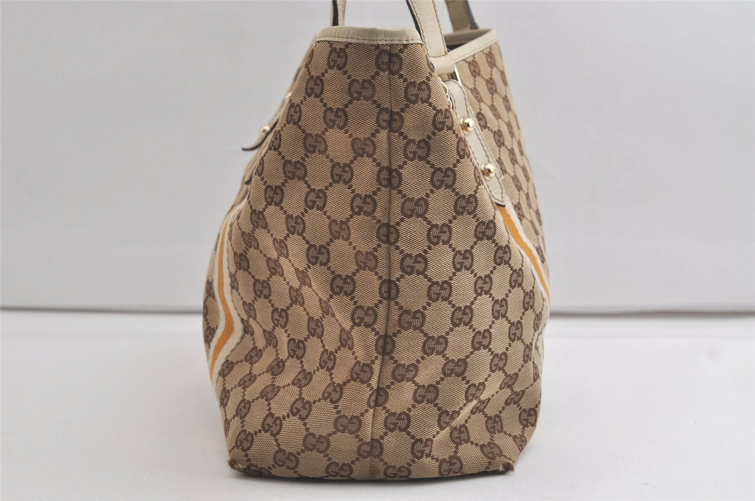 Authentic GUCCI Sherry Line Tote Bag GG Canvas Leather 139260 Brown 4620K