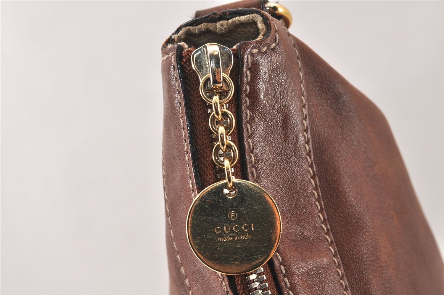 Authentic GUCCI Vintage Shoulder Hand Bag Leather 153032 Brown Junk 4621K