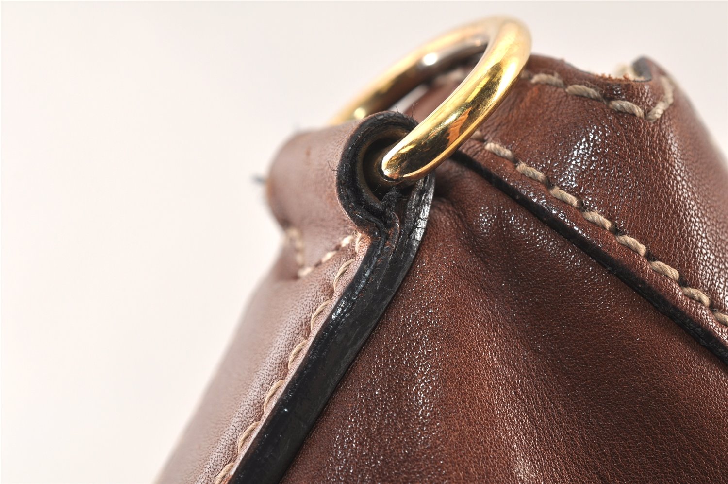 Authentic GUCCI Vintage Shoulder Hand Bag Leather 153032 Brown Junk 4621K