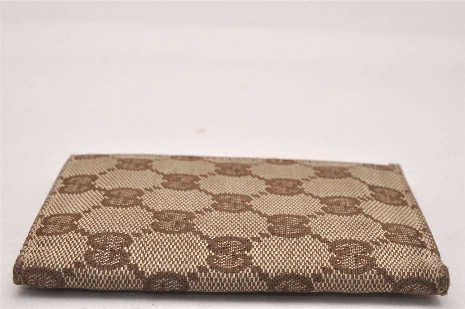 Authentic GUCCI Vintage Card Pass Case GG Canvas Leather 120966 Brown 4622J