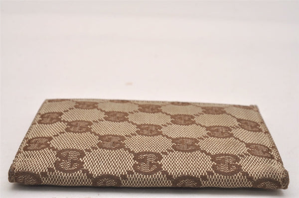 Authentic GUCCI Vintage Card Pass Case GG Canvas Leather 120966 Brown 4622J