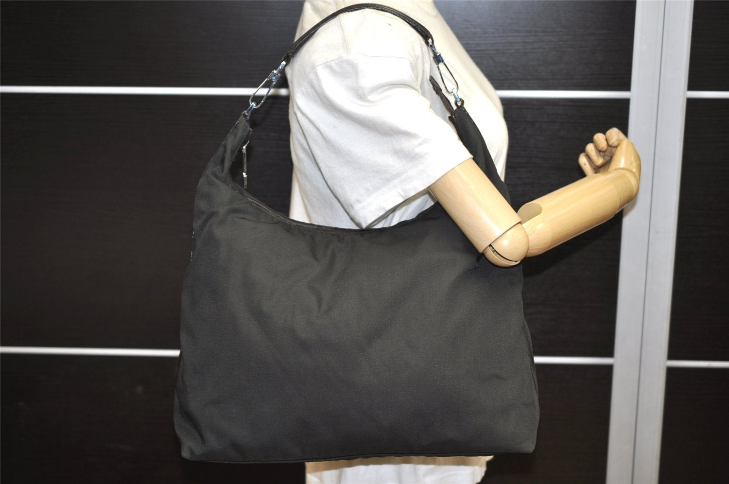 Authentic GUCCI Shoulder Hand Bag Nylon Leather 0011955 Khaki Green Junk 4622K