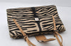 Authentic FENDI Zebra Pattern Hand Bag Purse Unborn Calf Leather Beige 4623I