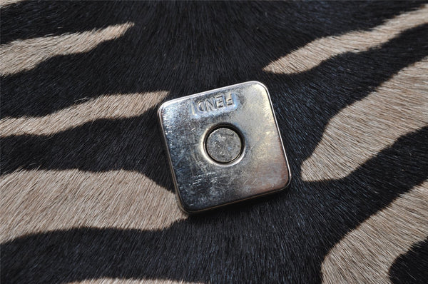Authentic FENDI Zebra Pattern Hand Bag Purse Unborn Calf Leather Beige 4623I