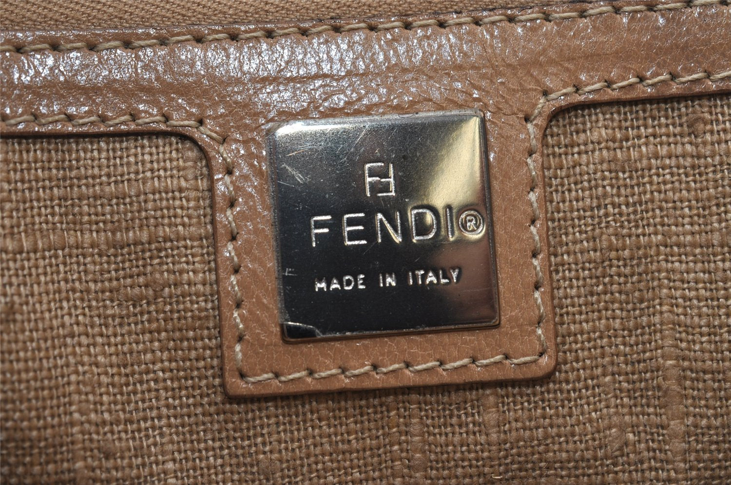 Authentic FENDI Zebra Pattern Hand Bag Purse Unborn Calf Leather Beige 4623I