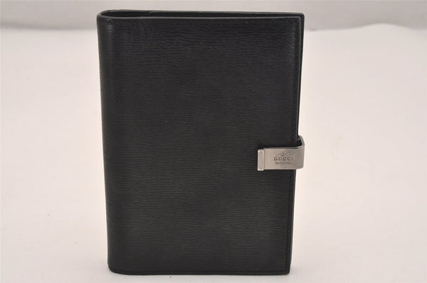 Authentic GUCCI Agenda Vintage Notebook Cover Purse Leather Black 4623J
