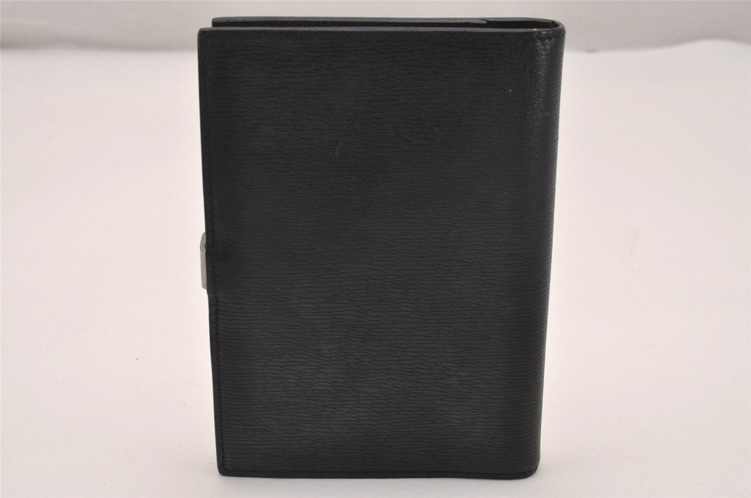 Authentic GUCCI Agenda Vintage Notebook Cover Purse Leather Black 4623J