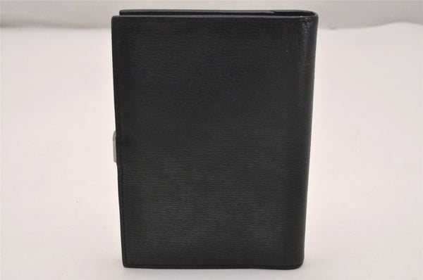 Authentic GUCCI Agenda Vintage Notebook Cover Purse Leather Black 4623J