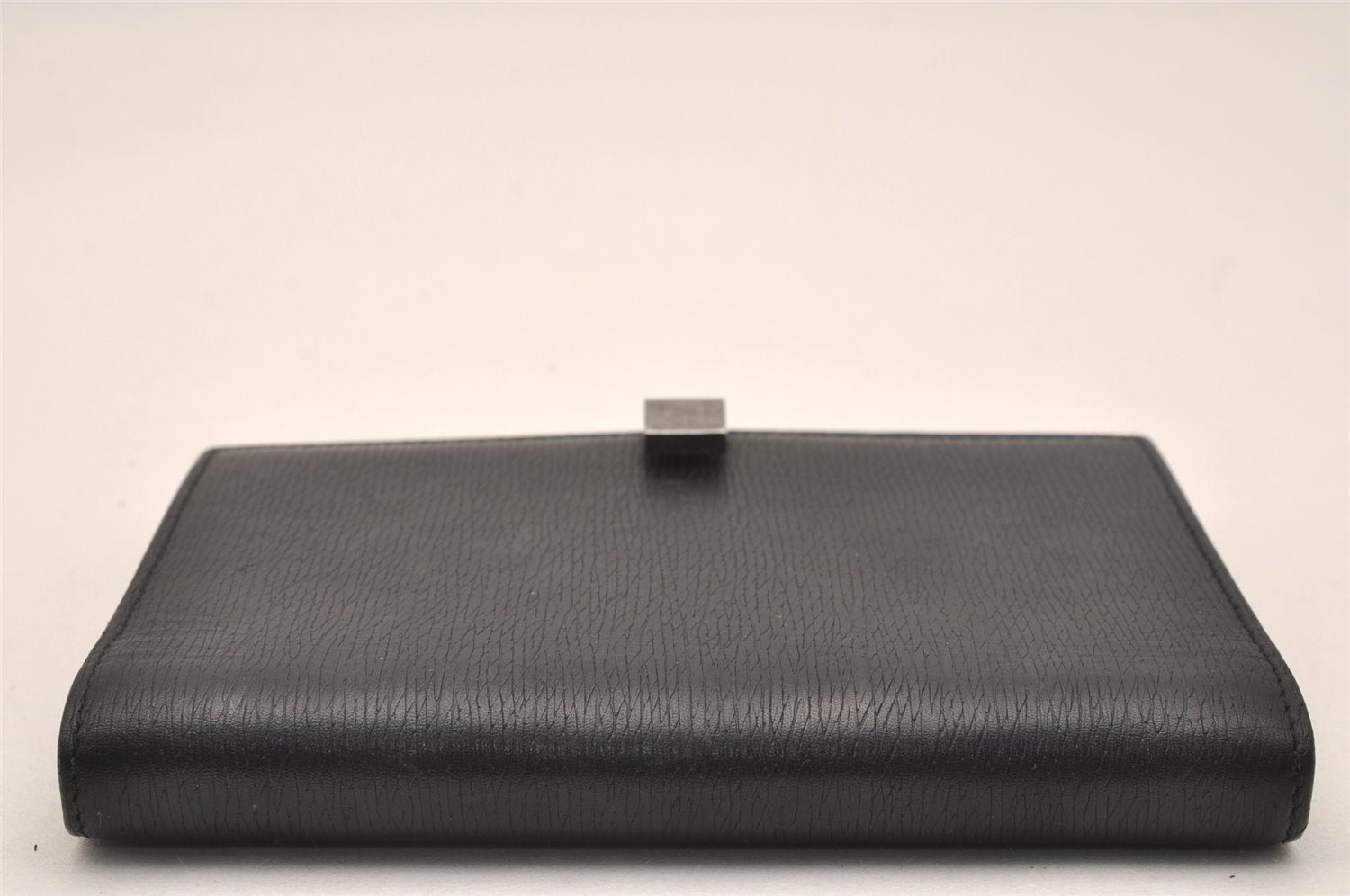 Authentic GUCCI Agenda Vintage Notebook Cover Purse Leather Black 4623J