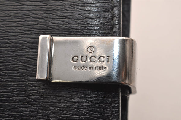Authentic GUCCI Agenda Vintage Notebook Cover Purse Leather Black 4623J