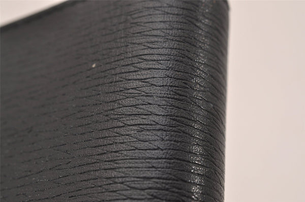 Authentic GUCCI Agenda Vintage Notebook Cover Purse Leather Black 4623J