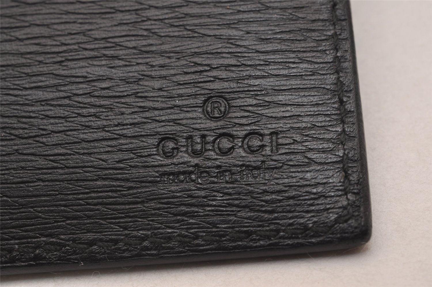 Authentic GUCCI Agenda Vintage Notebook Cover Purse Leather Black 4623J