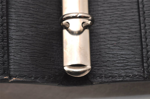 Authentic GUCCI Agenda Vintage Notebook Cover Purse Leather Black 4623J