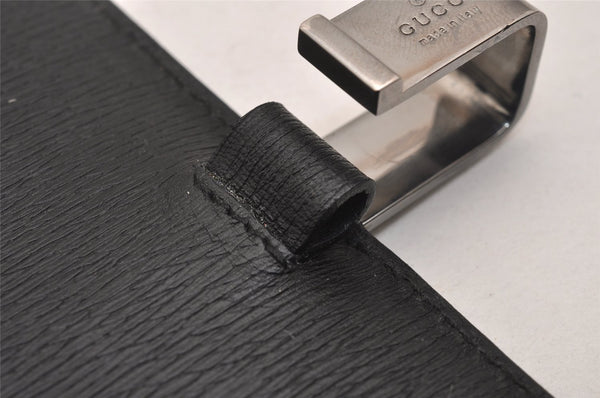 Authentic GUCCI Agenda Vintage Notebook Cover Purse Leather Black 4623J