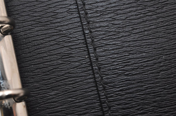 Authentic GUCCI Agenda Vintage Notebook Cover Purse Leather Black 4623J