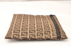 Authentic FENDI Vintage Zucchino Pouch Purse Canvas Leather Brown 4623K