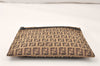 Authentic FENDI Vintage Zucchino Pouch Purse Canvas Leather Brown 4623K