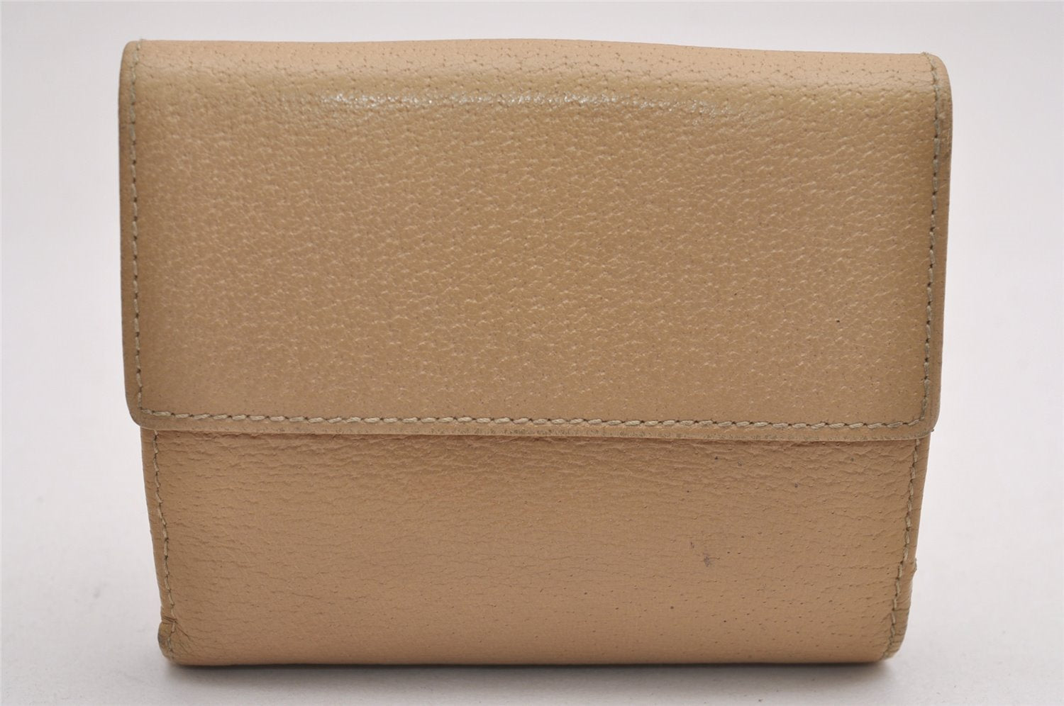 Authentic GUCCI Vintage Bifold Wallet Purse Leather Beige 4625J