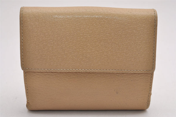 Authentic GUCCI Vintage Bifold Wallet Purse Leather Beige 4625J