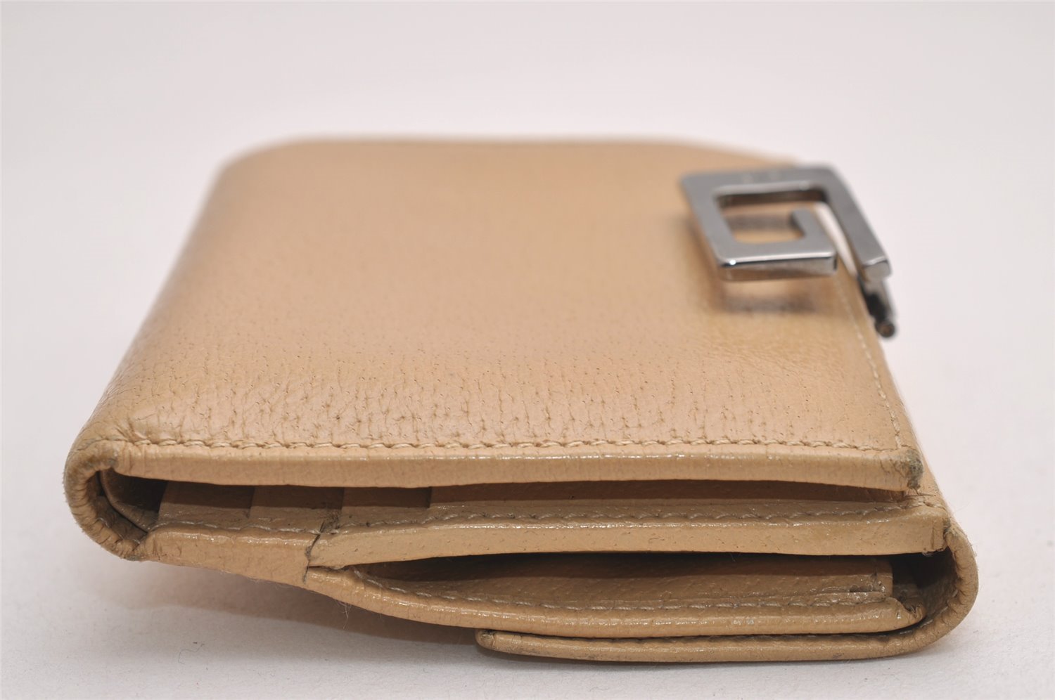 Authentic GUCCI Vintage Bifold Wallet Purse Leather Beige 4625J