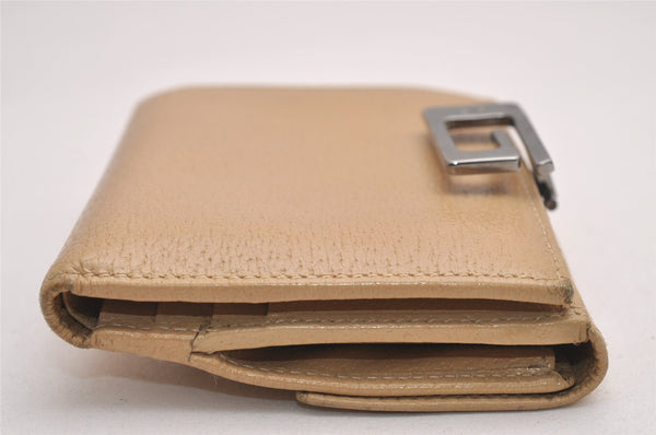 Authentic GUCCI Vintage Bifold Wallet Purse Leather Beige 4625J