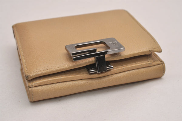 Authentic GUCCI Vintage Bifold Wallet Purse Leather Beige 4625J