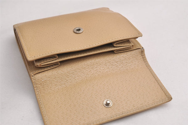 Authentic GUCCI Vintage Bifold Wallet Purse Leather Beige 4625J