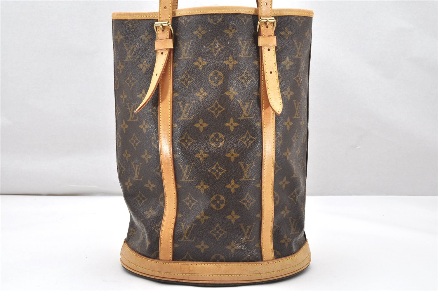 Authentic Louis Vuitton Monogram Bucket GM Shoulder Tote Bag M42236 Junk 4625K