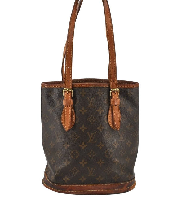 Authentic Louis Vuitton Monogram Bucket PM Shoulder Tote Bag M42238 Junk 4628J