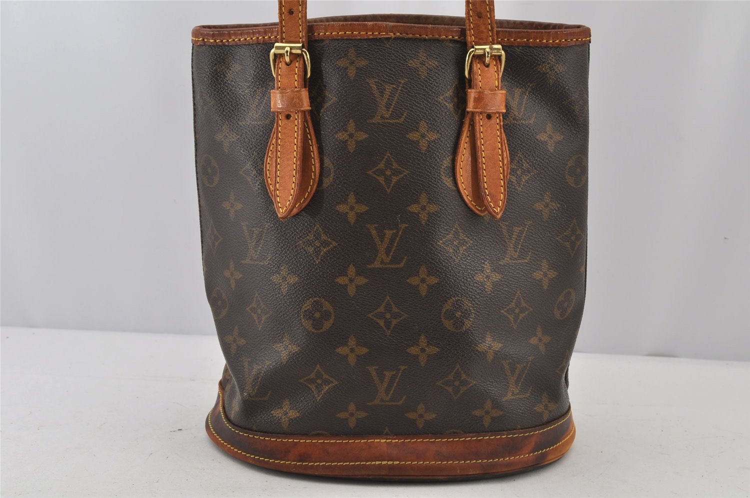 Authentic Louis Vuitton Monogram Bucket PM Shoulder Tote Bag M42238 Junk 4628J