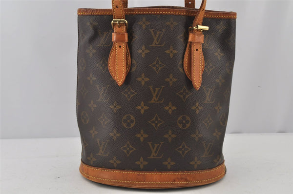 Authentic Louis Vuitton Monogram Bucket PM Shoulder Tote Bag M42238 Junk 4628J