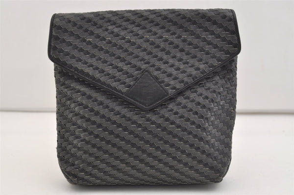 Authentic FENDI 2Way Shoulder Clutch Bag Purse Leather Black Junk 4630J