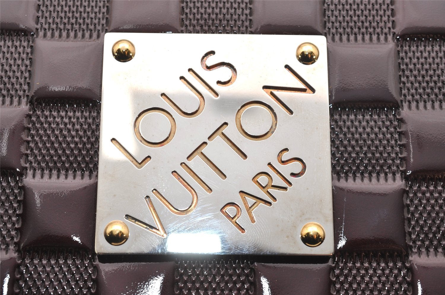 Auth Louis Vuitton Damier Vernis Club Shoulder Bag Bordeaux Red M92129 LV 4631J