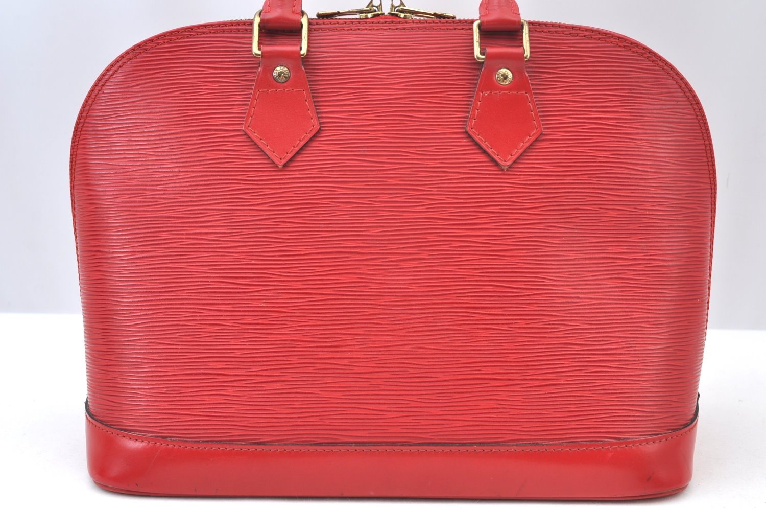 Authentic Louis Vuitton Epi Alma PM Hand Bag Red M52147 LV 4633I