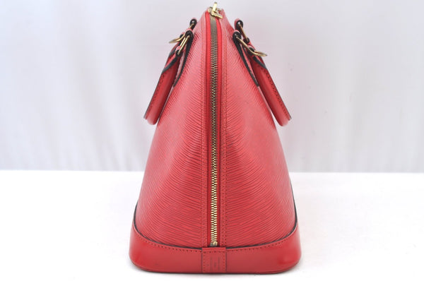 Authentic Louis Vuitton Epi Alma PM Hand Bag Red M52147 LV 4633I