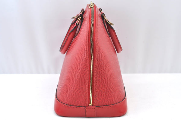 Authentic Louis Vuitton Epi Alma PM Hand Bag Red M52147 LV 4633I