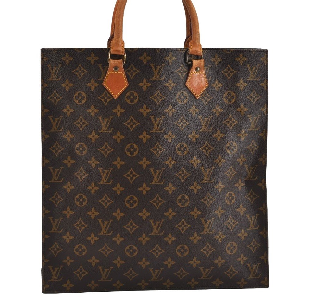 Authentic Louis Vuitton Monogram Sac Plat Hand Tote Bag M51140 LV 4633J