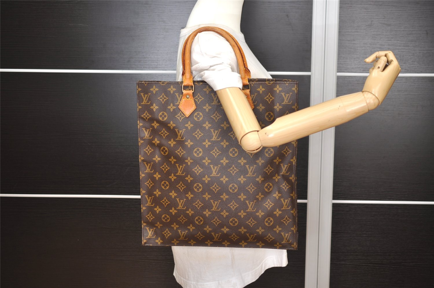 Authentic Louis Vuitton Monogram Sac Plat Hand Tote Bag M51140 LV 4633J