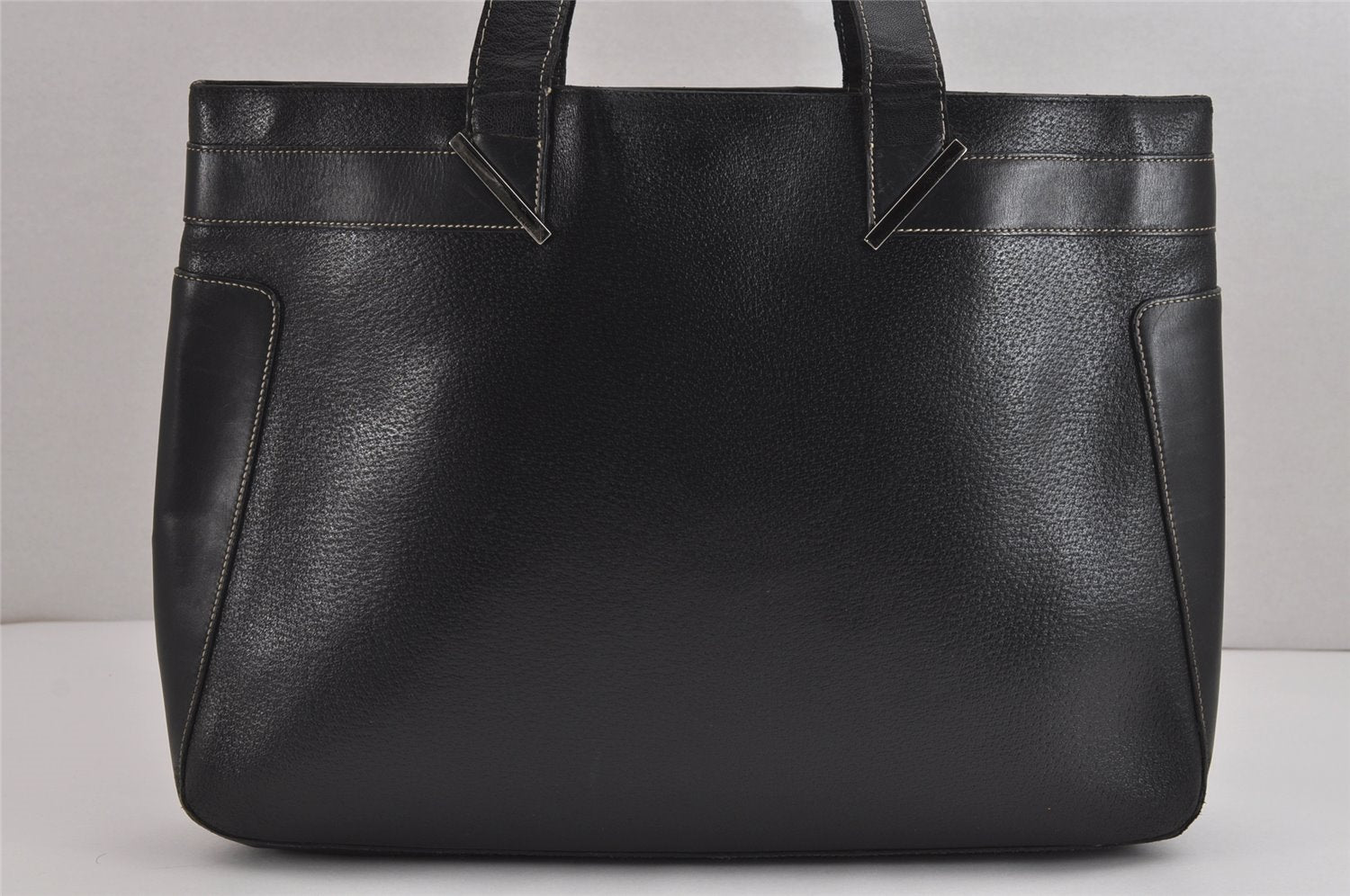 Authentic GUCCI Vintage Shoulder Tote Bag Leather Black 4635J