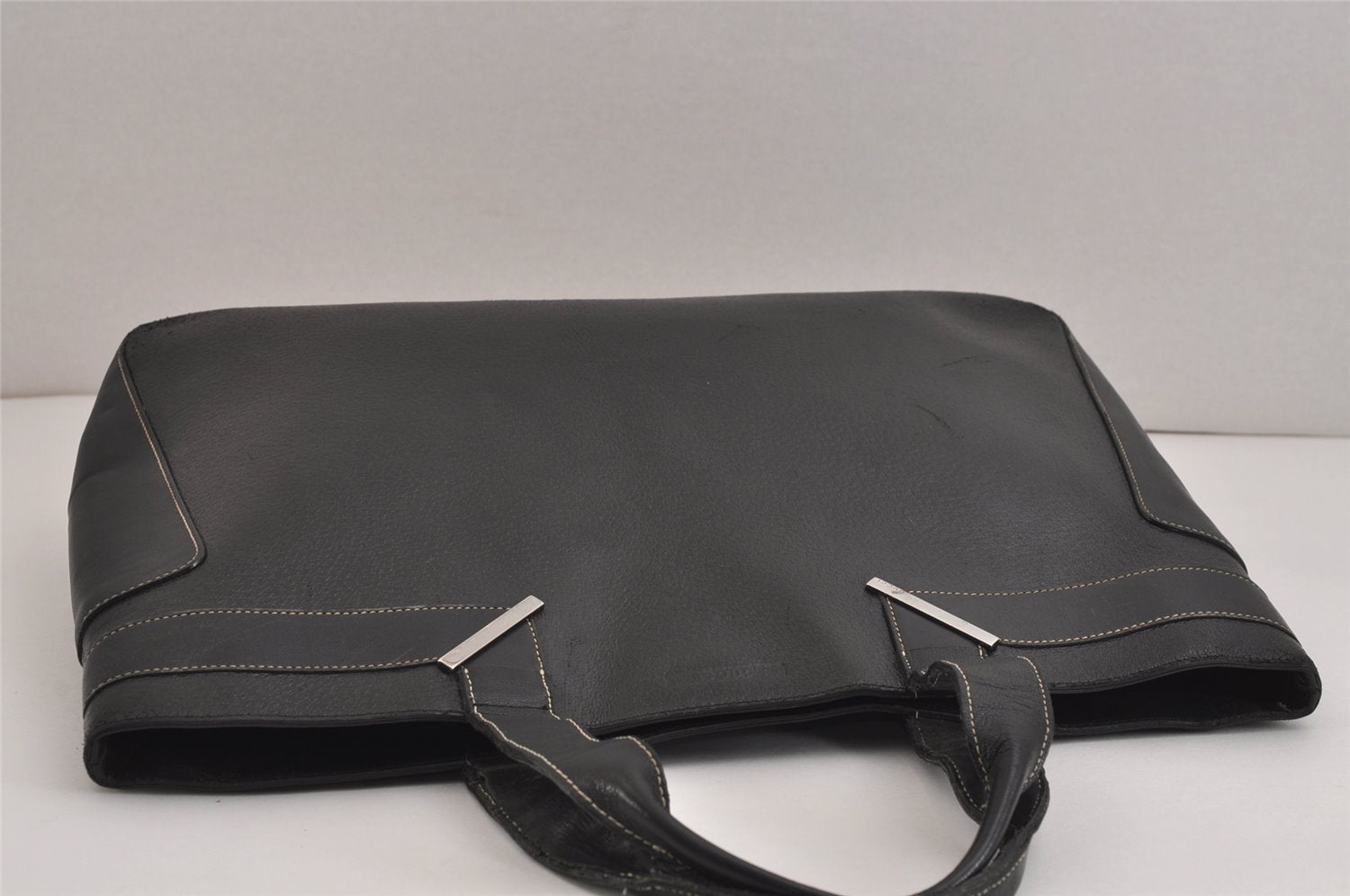 Authentic GUCCI Vintage Shoulder Tote Bag Leather Black 4635J