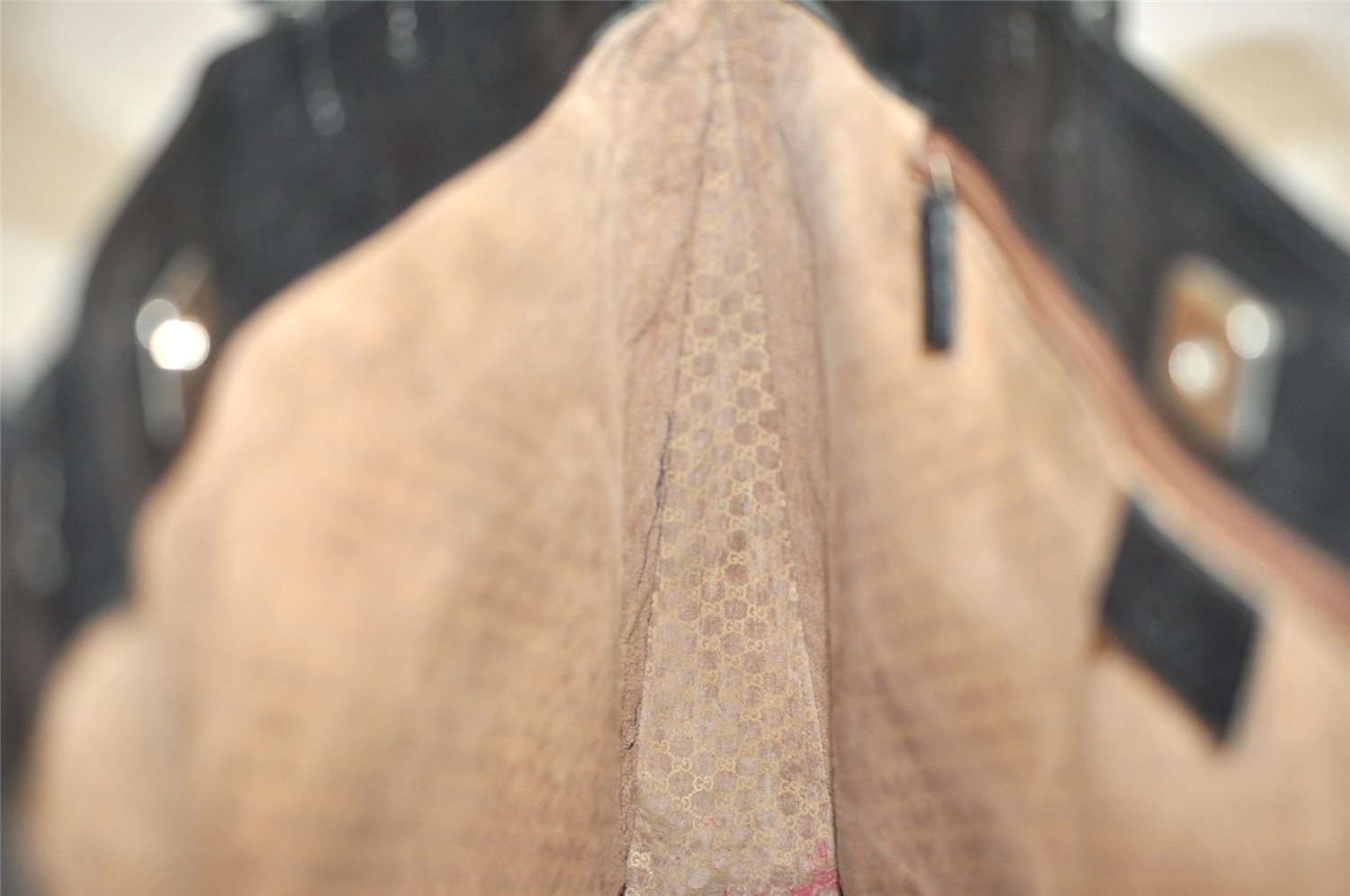 Authentic GUCCI Vintage Shoulder Tote Bag Leather Black 4635J