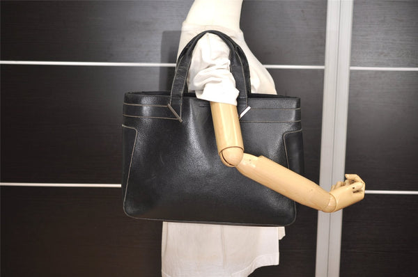 Authentic GUCCI Vintage Shoulder Tote Bag Leather Black 4635J