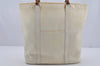 Authentic GUCCI Vintage Bamboo Tote Hand Bag Nylon Leather White 4636J
