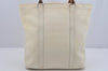 Authentic GUCCI Vintage Bamboo Tote Hand Bag Nylon Leather White 4636J