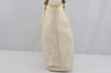 Authentic GUCCI Vintage Bamboo Tote Hand Bag Nylon Leather White 4636J