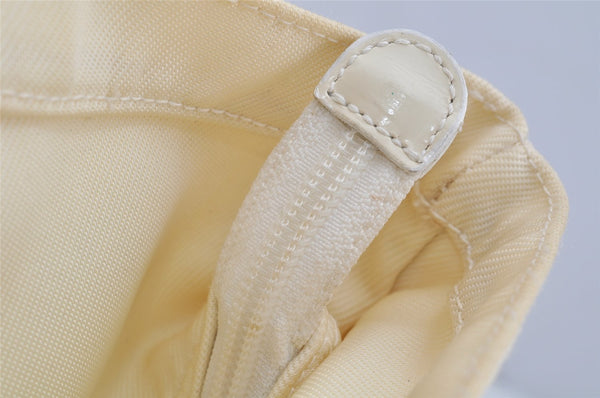 Authentic GUCCI Vintage Bamboo Tote Hand Bag Nylon Leather White 4636J